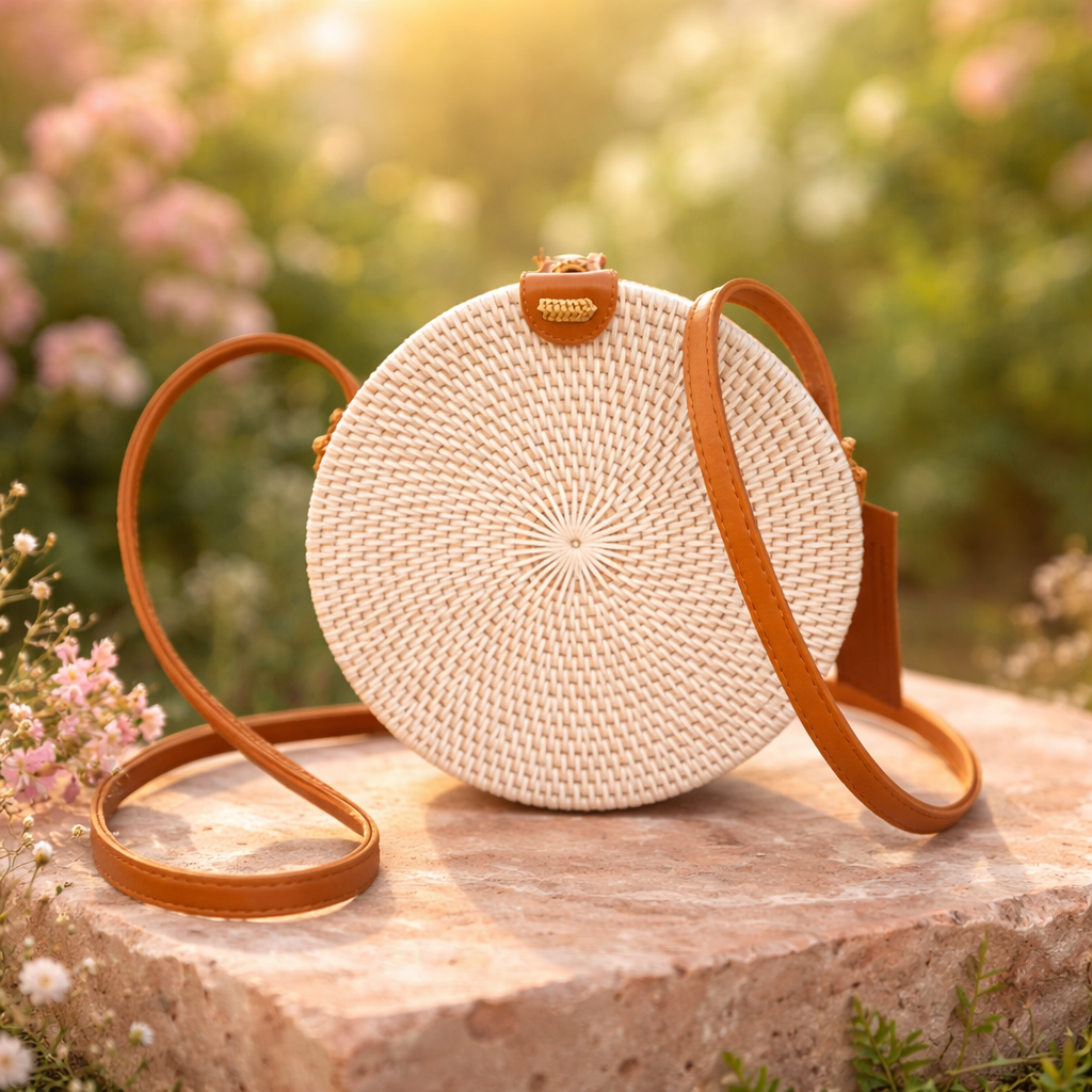Straw rounded bag
