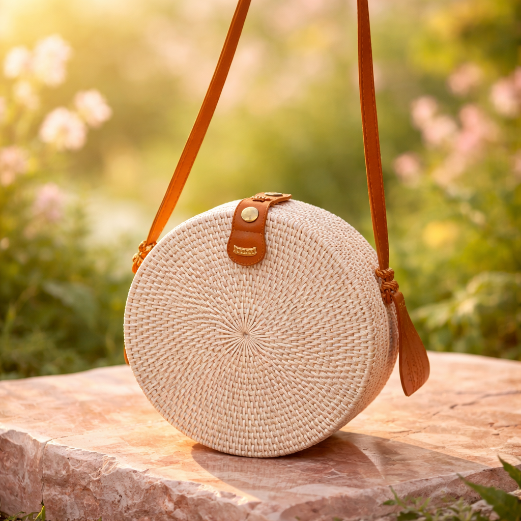 Straw rounded bag